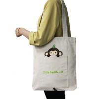 Fashion large capacity portable reusable bag tote custom canvas fabric shopping bag